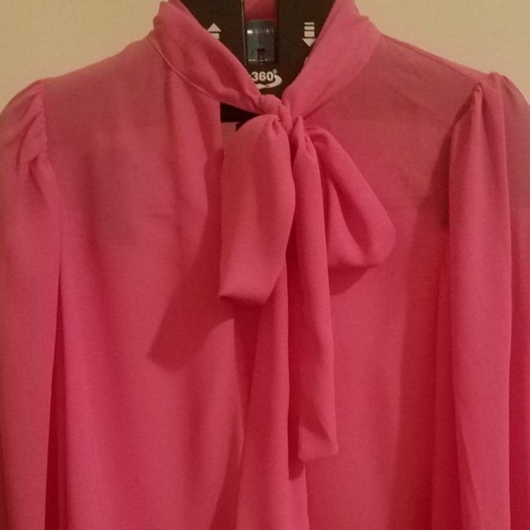 5โญRated๐ผSale! Hot Pink Lantern Sleeve Blouse Tie - Picture 6 of 8